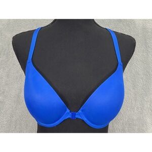 Victoria Secret Pink Wear Everywhere Push Up Pigeonnant Bra Blue 34D Front Close